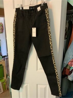 Judy Blue Black Leopard Side Stripe Jeans
